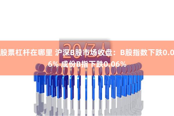 股票杠杆在哪里 沪深B股市场收盘：B股指数下跌0.06% 成份B指下跌0.06%