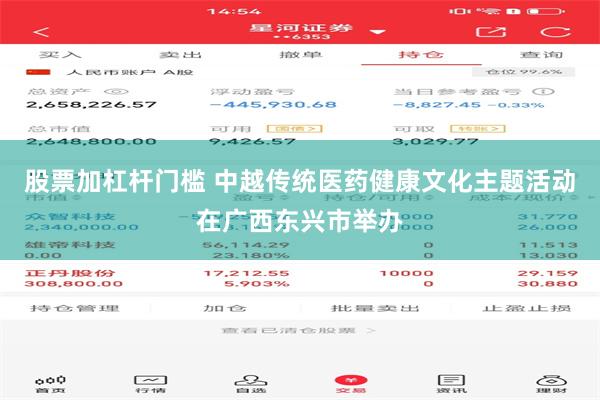 股票加杠杆门槛 中越传统医药健康文化主题活动在广西东兴市举办